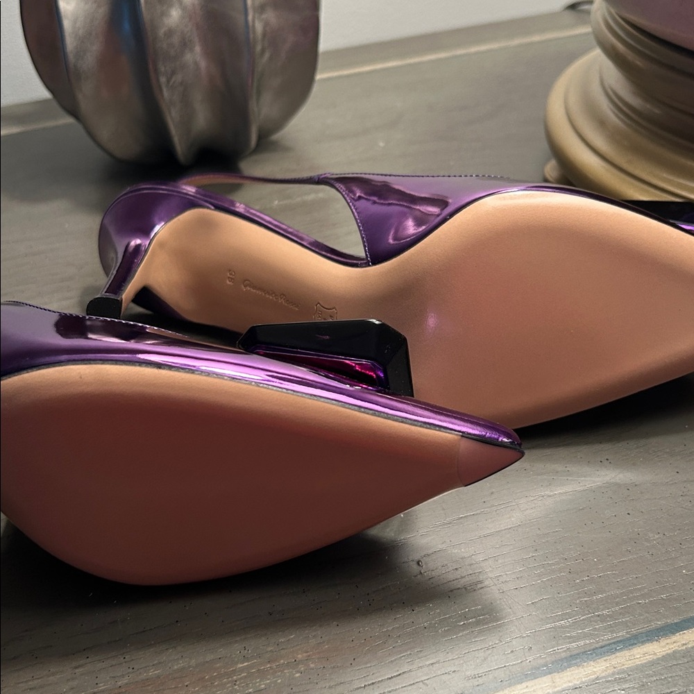 Gianvito Rossi Shiny Purple Slingback Heels Pumps - Picture 2 of 5